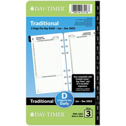 Day-Timer® January 2025 – December 2025 Two Page Per Day Reference Planner Refill, Loose-Leaf, Portable Size, 3 3/4" x 6 3/4"