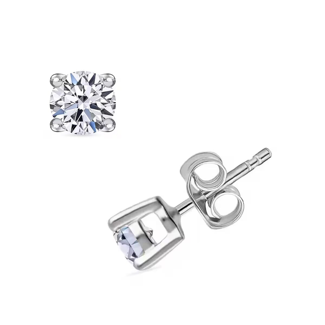 Luxuriant Lab Grown Diamond G-H SI 0.50 ctw Solitaire Stud Earrings in Platinum Over Sterling Silver