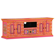 vidaXL TV Cabinet Pink Solid Mango Wood Large TV Cabinet Rectangular