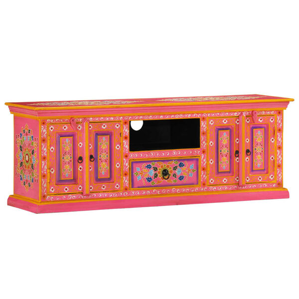 vidaXL TV Cabinet Pink Solid Mango Wood Large TV Cabinet Rectangular