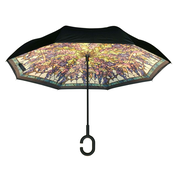 Topsy Turvy Designer Umbrellas - Drip Free Windproof - Vineyard Stained Glass