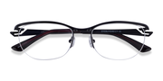 Commerce Cat Eye Black Red Semi Rimless Eyeglasses | Eyebuydirect
