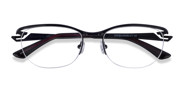 Commerce Cat Eye Black Red Semi Rimless Eyeglasses | Eyebuydirect