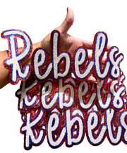 Rebels Patch, Sequin Patch, Football Patch, Game Day Sequin Patch, Sequin Star Patch, DIY, Iron on Patch, Mascot Patch,Red glitter backing,