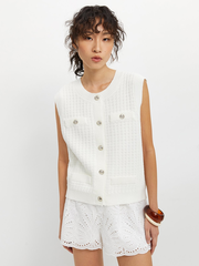 Buttoned Knit Top - Ivory