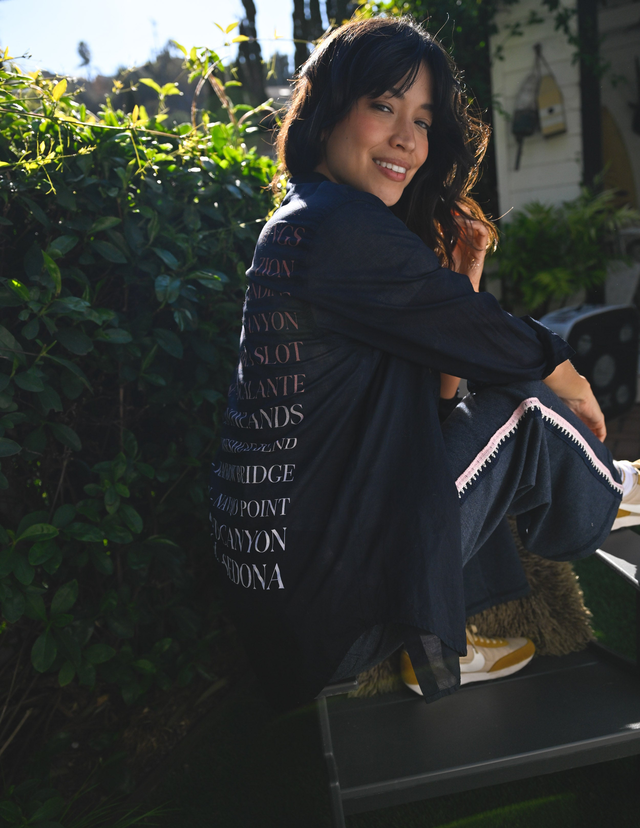 Sundry Desert Oversized Destinations Shirt in Deep Navy