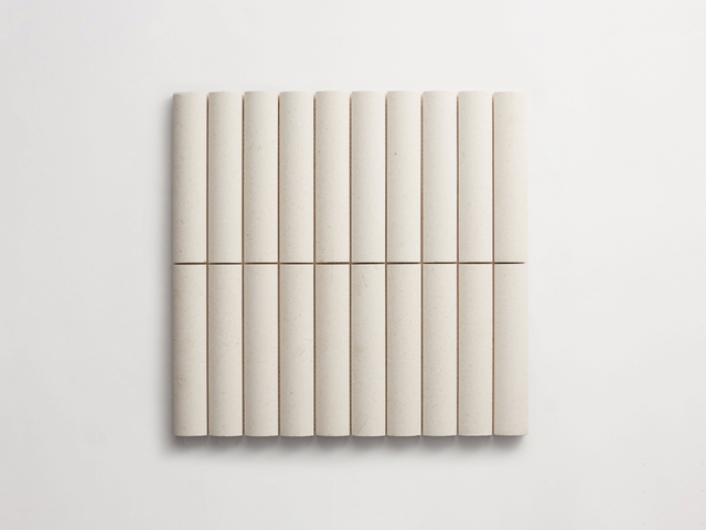 lapidary | cabochon short mosaic sheet | white limestone ~ 1¼"x6"x⅝"