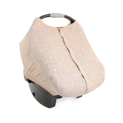 Cotton Muslin Car Seat Canopy - Taupe Cross