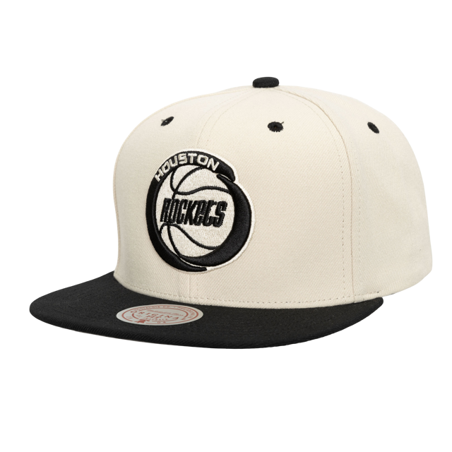 Men's Houston Rockets Mitchell & Ness HWC Cream Adjustable Cap