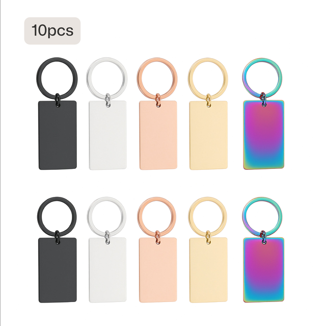 Stainless Steel Rectangular Keychain (10pcs)