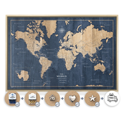 Push Pin World Map Gift Bundle
