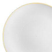 White with Gold Rim Organic Round Disposable Plastic Dinner Plates (10.25")