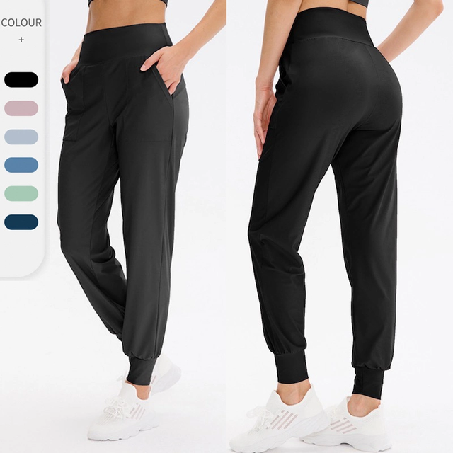Cute Leisure Trendy Womens Jogger Pants High Waisted Black Sweatpants with Pockets, Personalized Tapered Casual Lounge Pants Loose Track Cuff Leggings Gym Wear