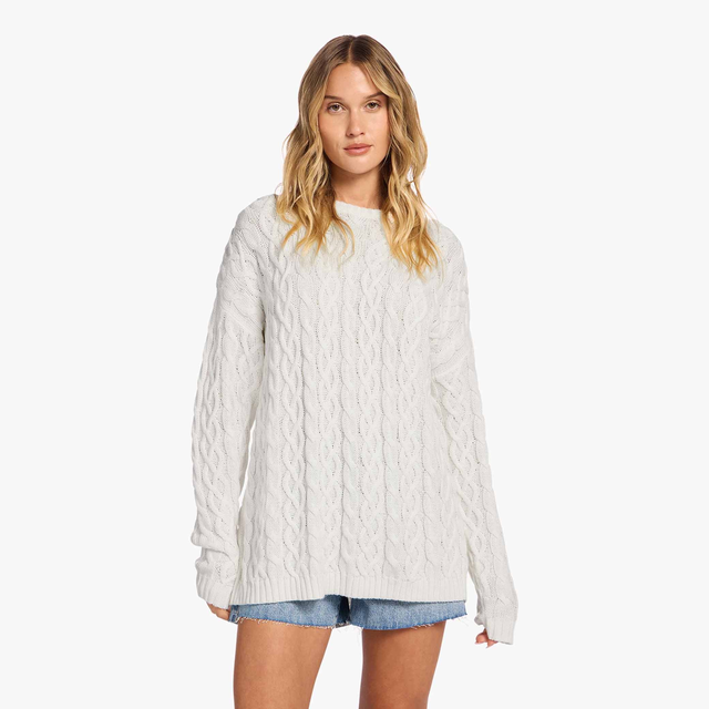 Lightweight Cable Sweater | White