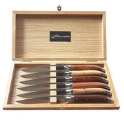 Laguiole Steak Knives by Goyon-Chazeau Mixed Wood Set of 6 #35646