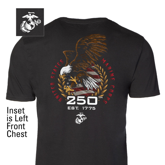 USMC 250th Anniversary Eagle T-Shirt- Back Design
