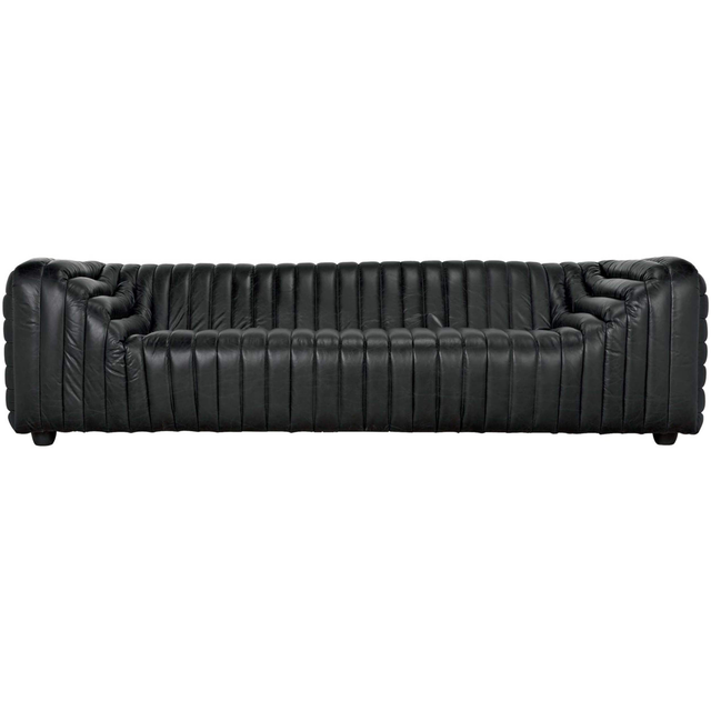 Hermes Leather Sofa, Black