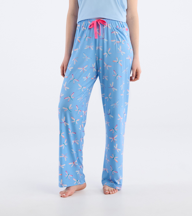 Women's Patterned Dragonflies Polyknit Pajama Pants