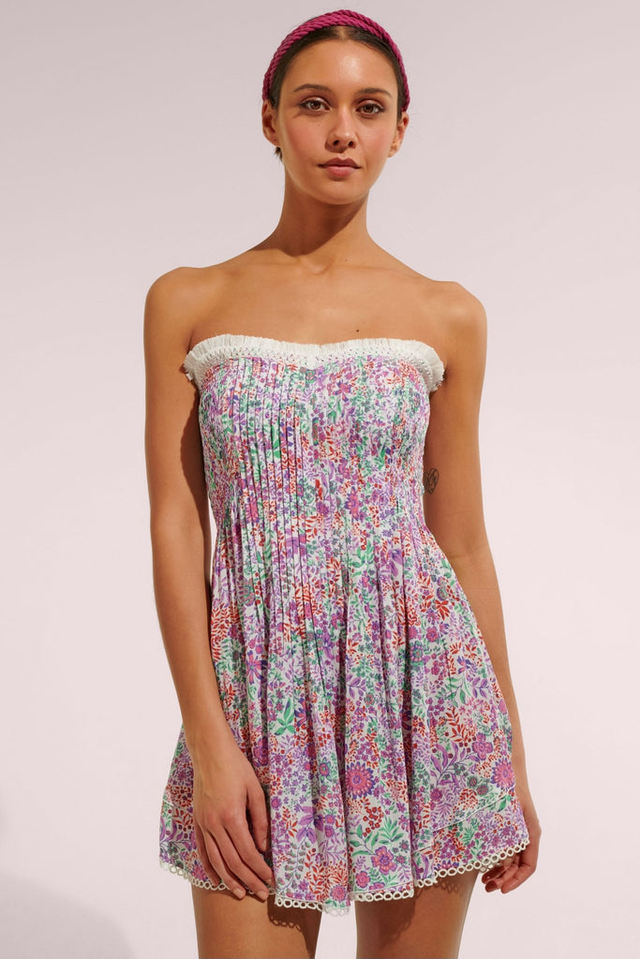 Bandeau Dress Claire - White Lavender Nature