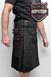 Utility Kilt – GlenLoch, Black Ripstop