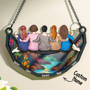 Mother's Day Gifts Mother and Daughter Sitting On The Moon - Personalized Window Hanging Suncatcher Ornament
