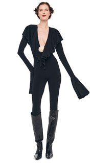 LS DEEP V RUFFLE CATSUIT W/ FOOTIE