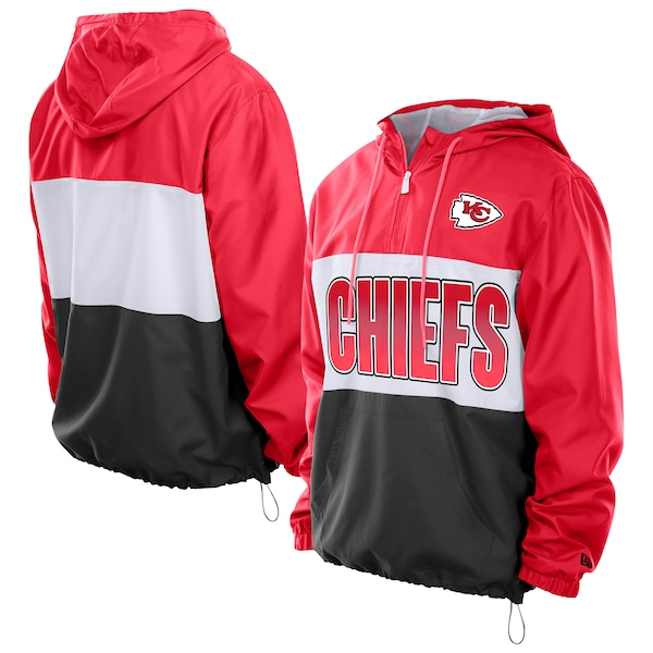 Men's New Era Red Kansas City Chiefs Ripstop Quarter-Zip Hooded Windbreaker