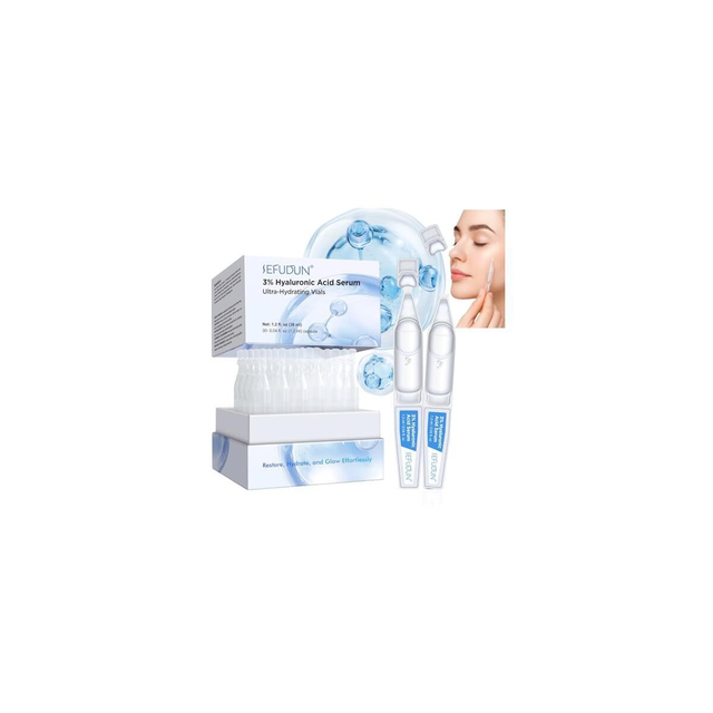 [PLEASE DON'T USE COUPON] 3% Hyaluronic Acid Serum, 4D Hyaluronic Acid Serum Ultra-Hydrating Vials, Hylunaric Acid Non-Greasy, Fast Absorption, Intensive Moisturizing, Deep Hydration & Smoothing (1 Box of 30 tubes)