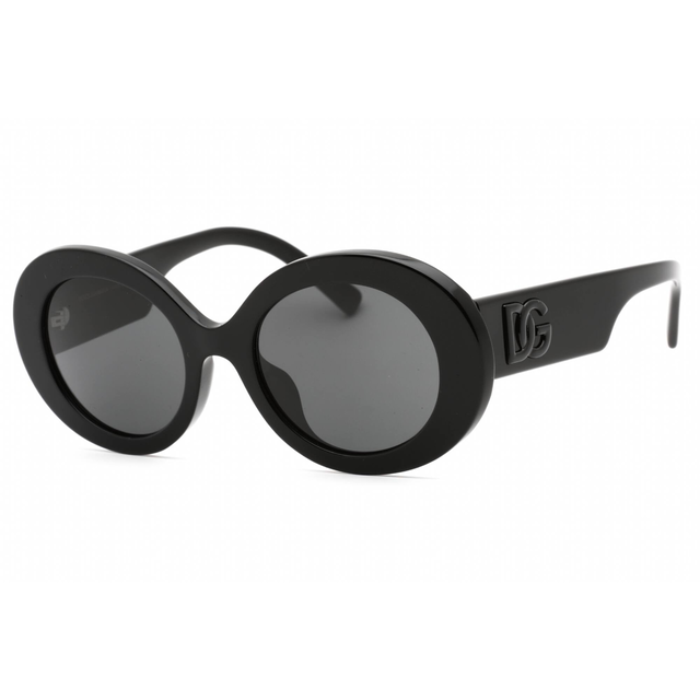 Dolce & Gabbana Women's Sunglasses - Black Oval Frame Dark Grey Lens | 0DG4448F 501/87