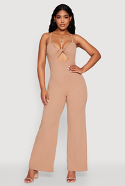 Crepe Knit Twist Front Jumpsuit