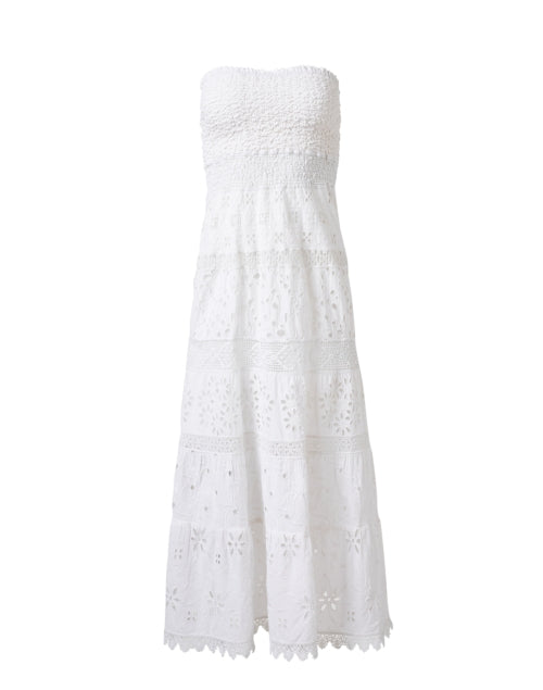 White Embroidered Cotton Eyelet Dress