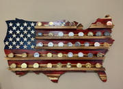 Military Challenge Coin Display Holder Rustic American Wooden Flag, Gifts For Retired Military