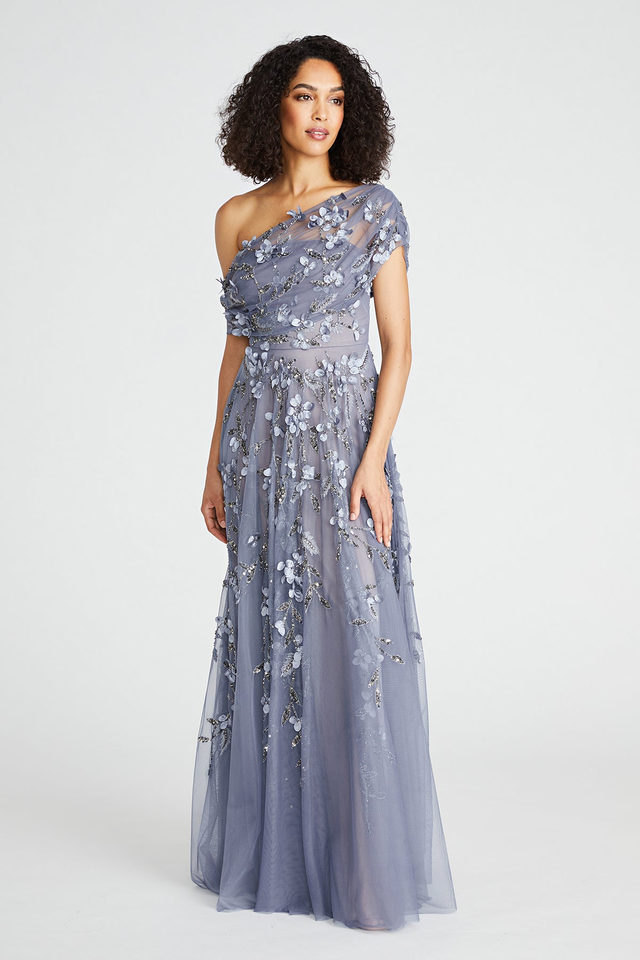 Fiorella Draped Beaded Gown