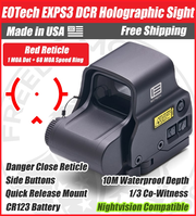 EOTech EXPS3 DCR Holographic Red Dot Sight, 1 MOA Dot, 68 MOA Speed Ring, Quick Release Mount, NV Compatible - EXPS3-DCR