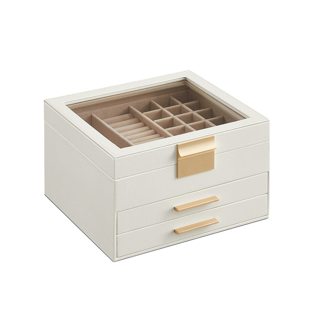 Jewelry Box with Glass Lid for Big and Small Jewelry