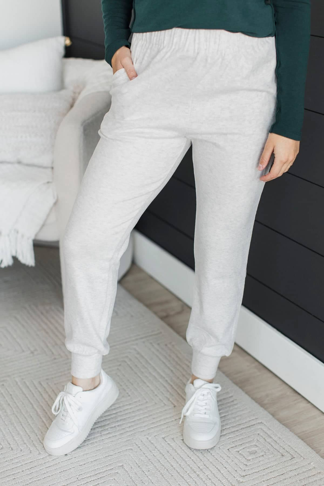 Errands To Run Heathered Joggers- Natural