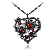 Gothic Nature Rose Black Plated Pendant Necklace