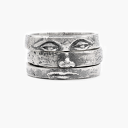 Triple Stack Sterling Silver Face Ring