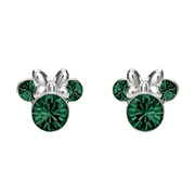 Disney Silver Minnie Green Crystal Birthstone Stud Earrings - May - F6779