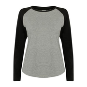 Skinnifit Langermet baseball T-skjorte for kvinner/damer