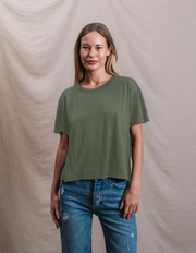 Butter Soft Boxy Crop in Signature Green