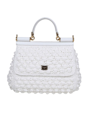 Dolce & Gabbana White Leather Sicily Handle Bag