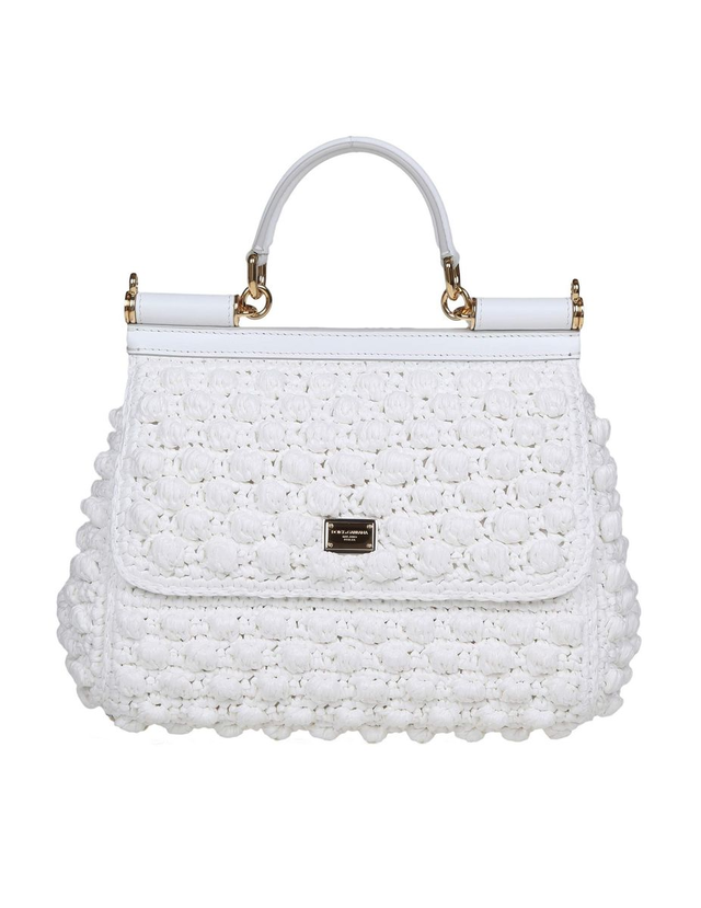 Dolce & Gabbana White Leather Sicily Handle Bag