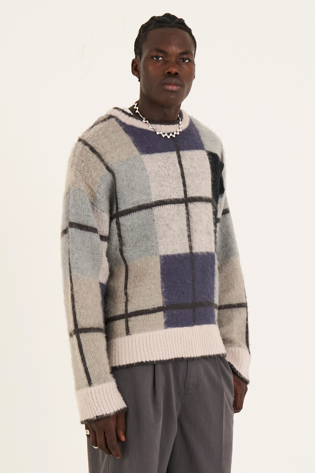 Dusk Grid Check Knit