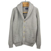 Shawl collar 8-ply cardigan jacket in Flannel grey supergeelong lambswool