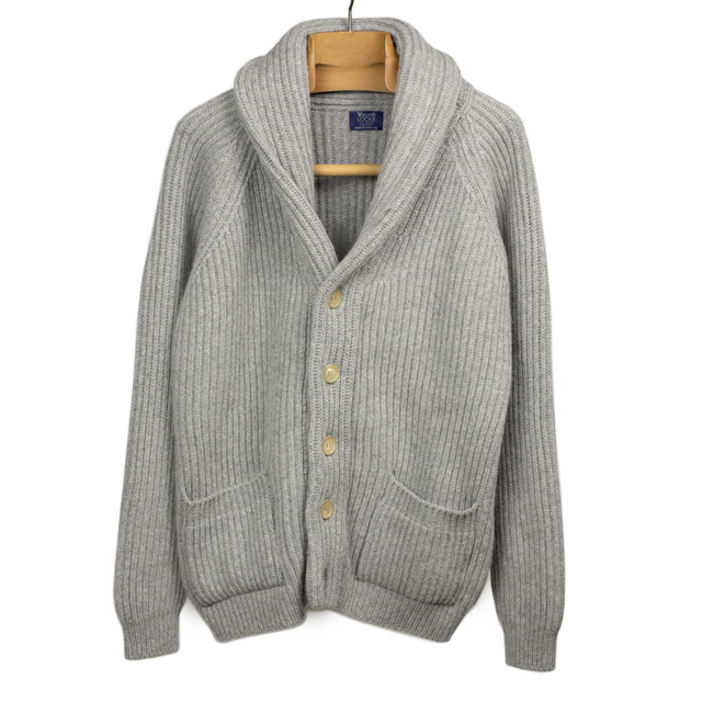 Shawl collar 8-ply cardigan jacket in Flannel grey supergeelong lambswool