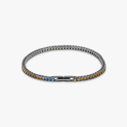 Quadro Tennis Semi-Precious Bracelet In Black Rhodium Plated Sterling Silver With Yellow Nano Stones