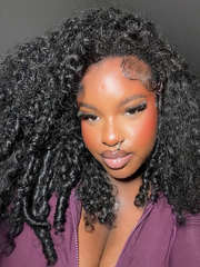 Burmese Curly Half Wig 250% Density Puffy Human Hair Easy To Wear