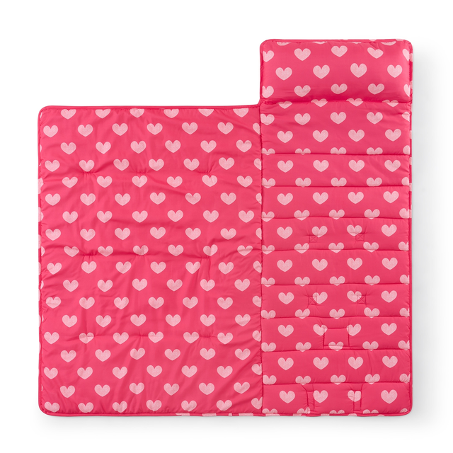 Hearts Nap Mat/Slumber Bag with Blanket & Removable Pillow, 20"x50"
