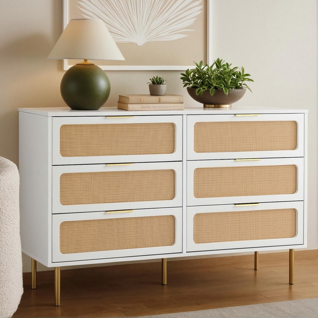 Artiss Chest of 6 Drawers Dresser Lowboy Storage Cabinet White